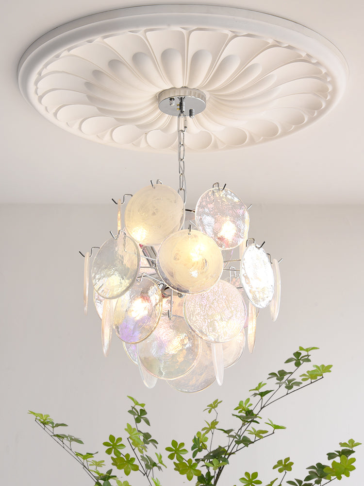 Venfield Chandelier Iridescent Glass Disc Cascade - Letslighting