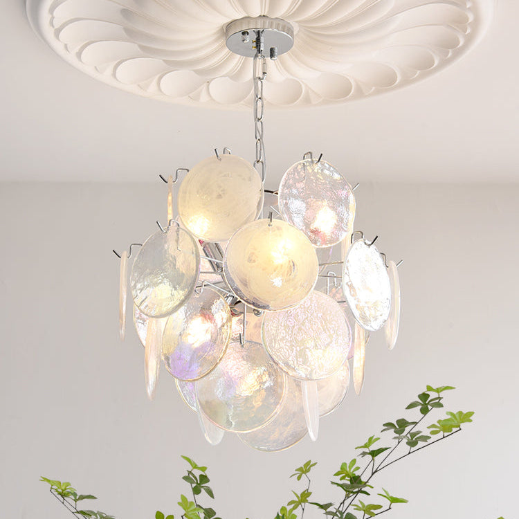 Venfield Chandelier Iridescent Glass Disc Cascade - Letslighting