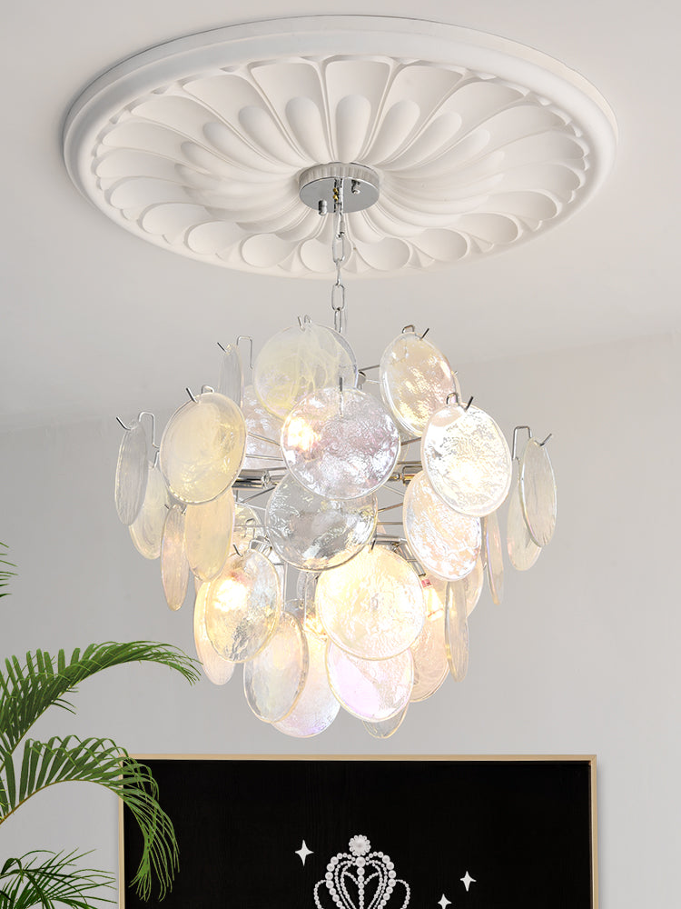 Venfield Chandelier Iridescent Glass Disc Cascade - Letslighting