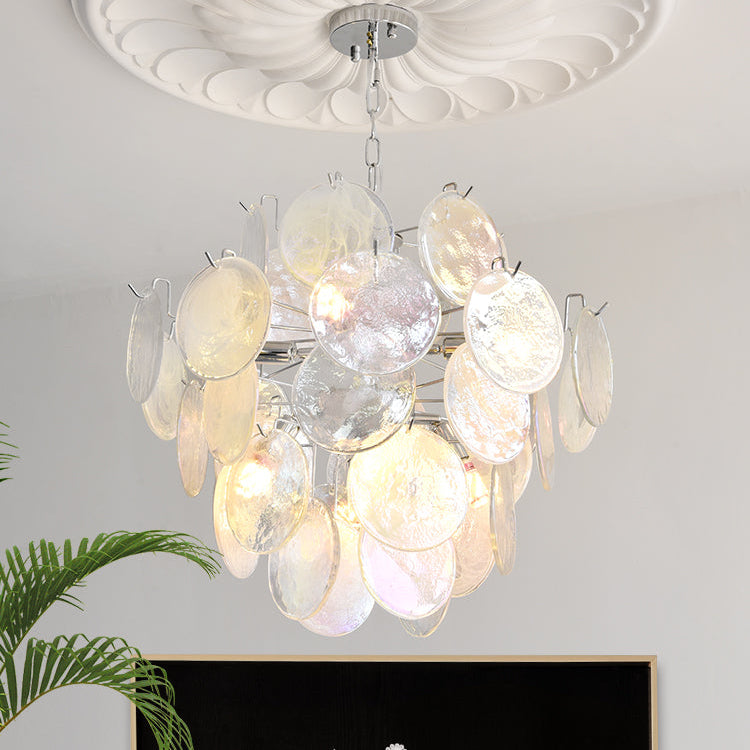 Venfield Chandelier Iridescent Glass Disc Cascade - Letslighting