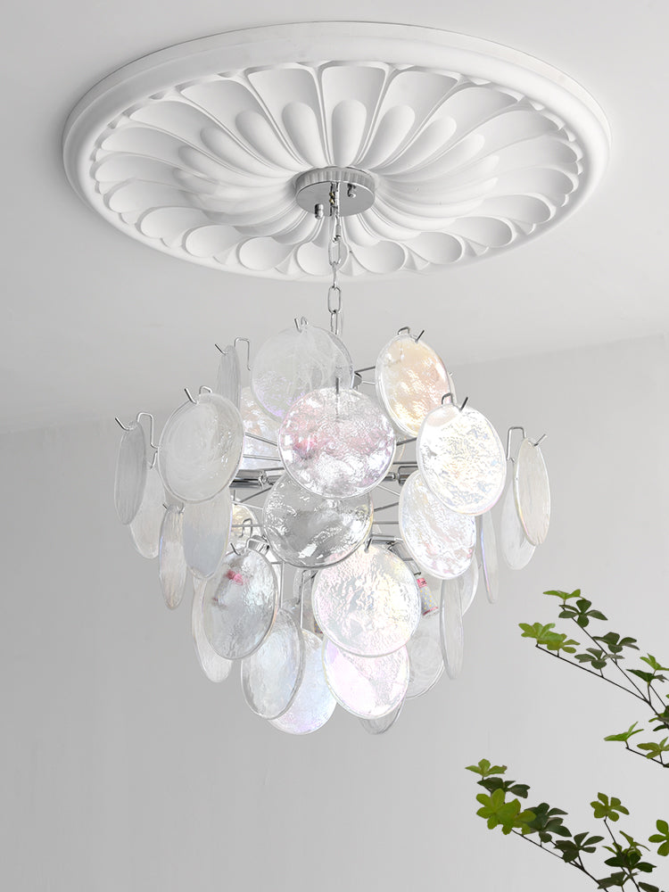 Venfield Chandelier Iridescent Glass Disc Cascade - Letslighting