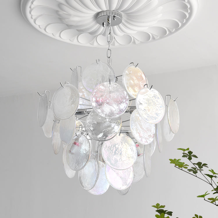 Venfield Chandelier Iridescent Glass Disc Cascade - Letslighting