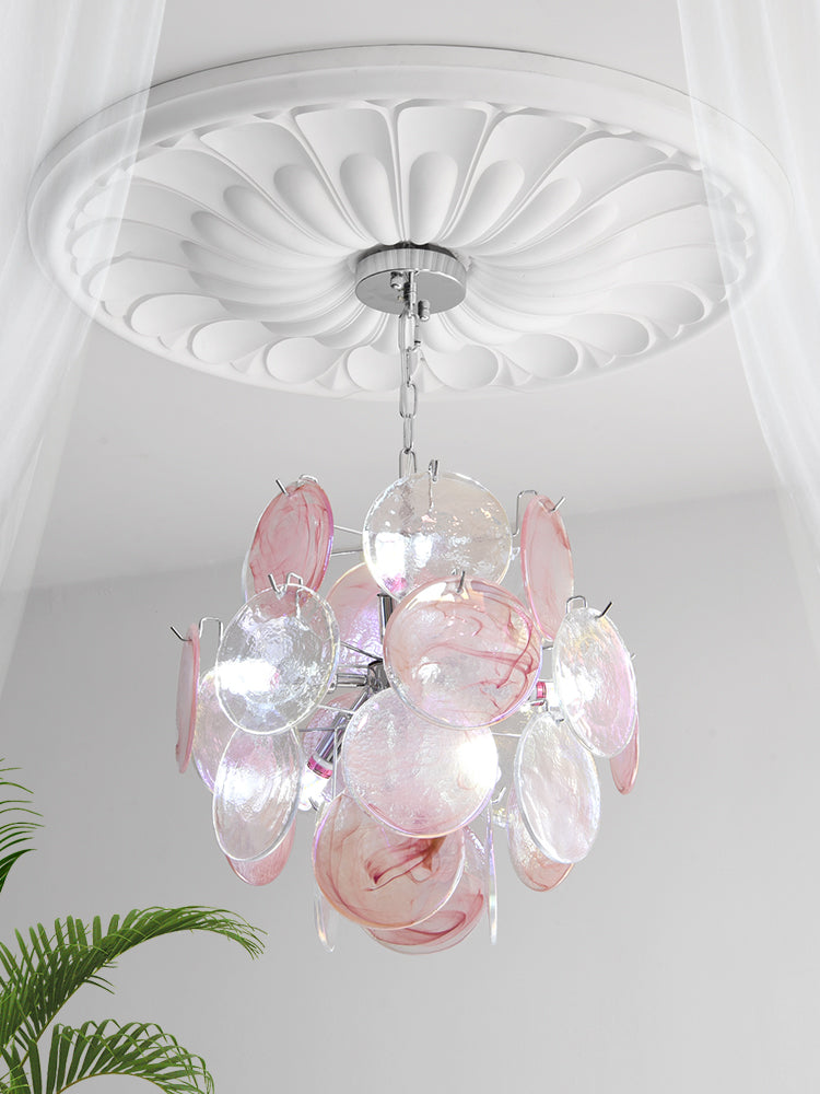 Venfield Chandelier Iridescent Glass Disc Cascade - Letslighting