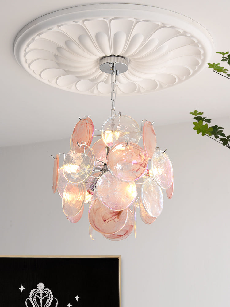Venfield Chandelier Iridescent Glass Disc Cascade - Letslighting