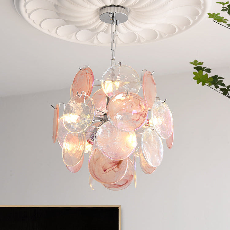 Venfield Chandelier Iridescent Glass Disc Cascade - Letslighting