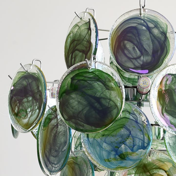 Venfield Chandelier Iridescent Glass Disc Cascade - Letslighting