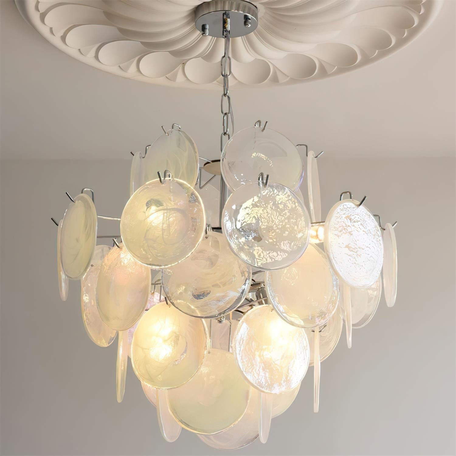 Venfield Chandelier Iridescent Glass Disc Cascade - Letslighting