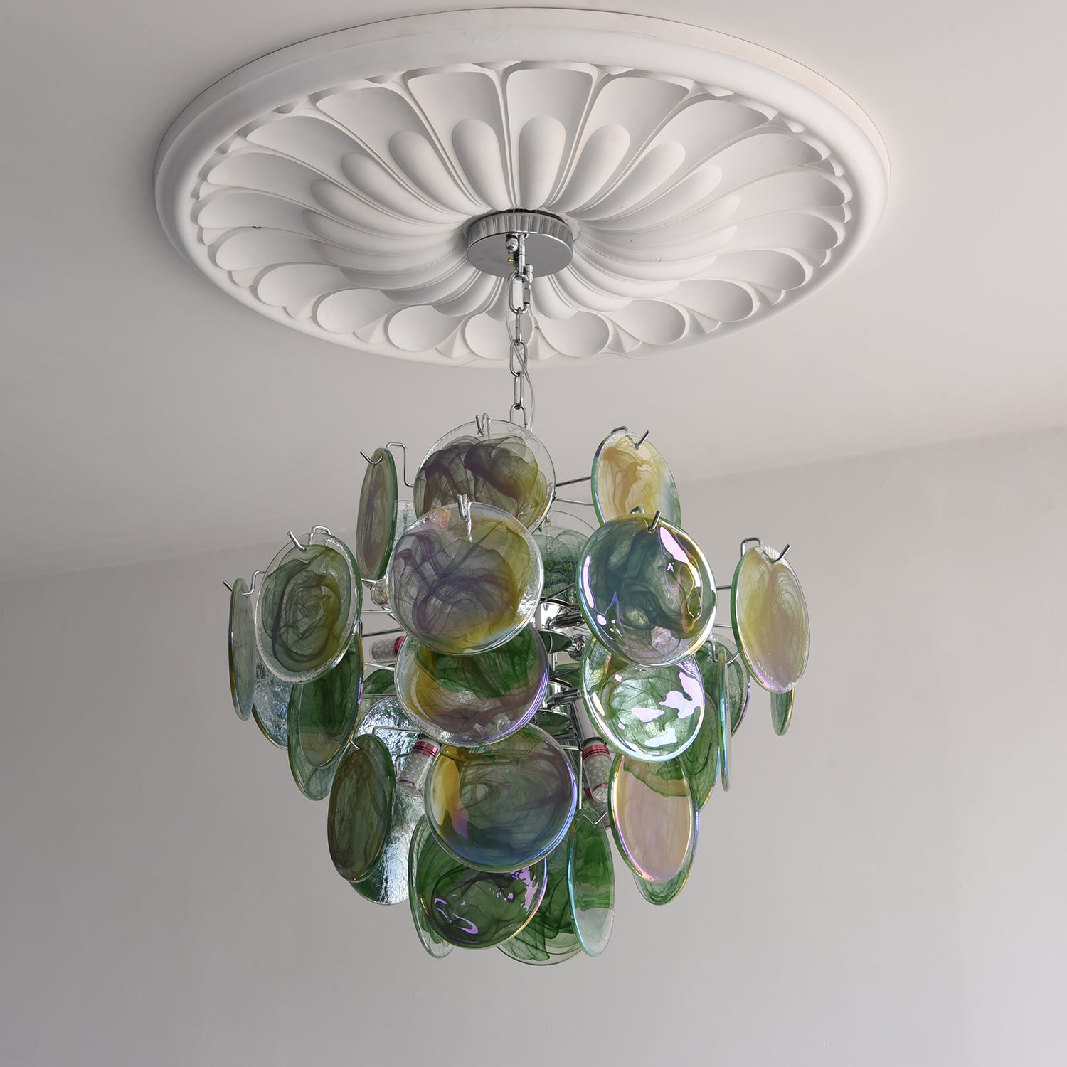 Venfield Chandelier Iridescent Glass Disc Cascade - Letslighting