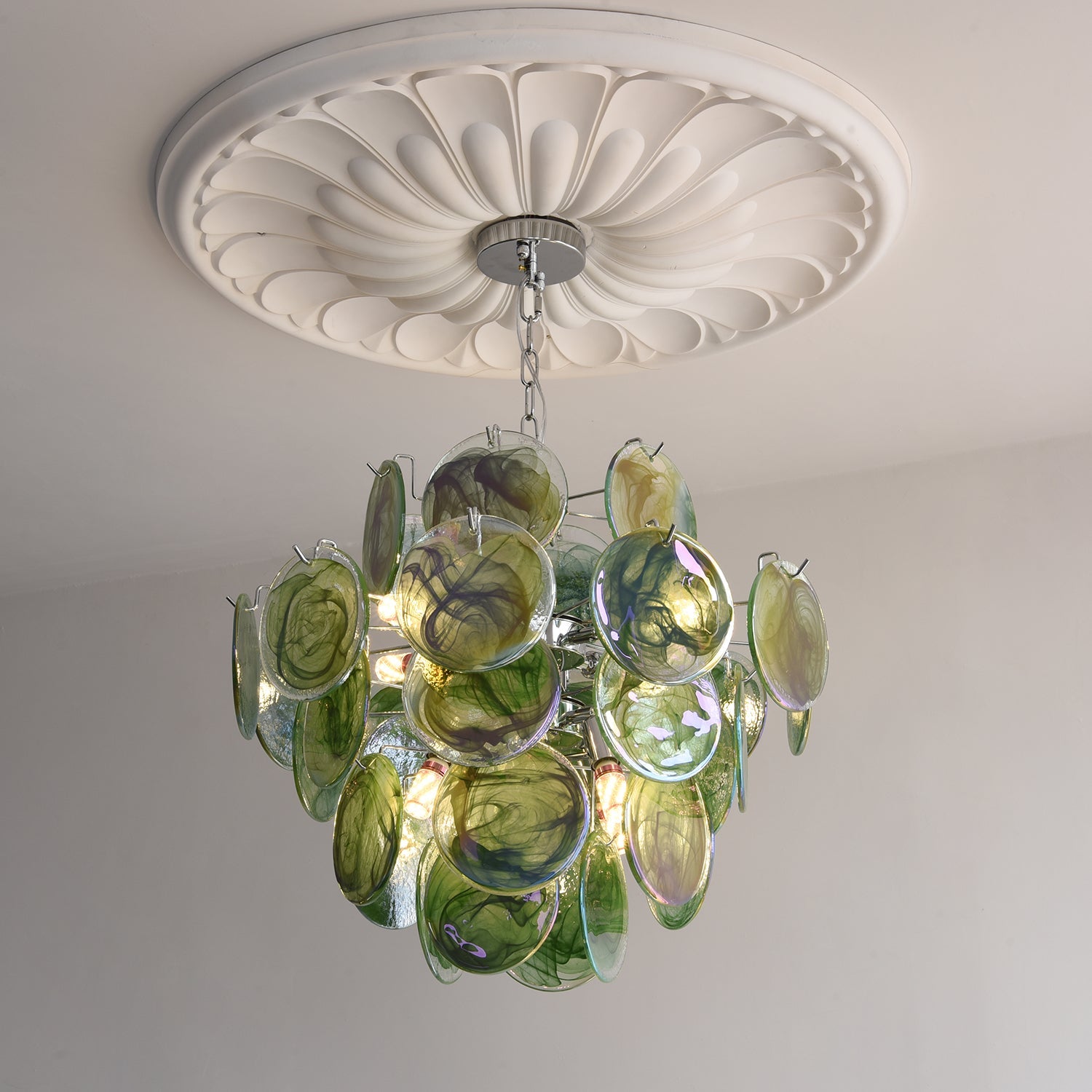 Venfield Chandelier Iridescent Glass Disc Cascade - Letslighting