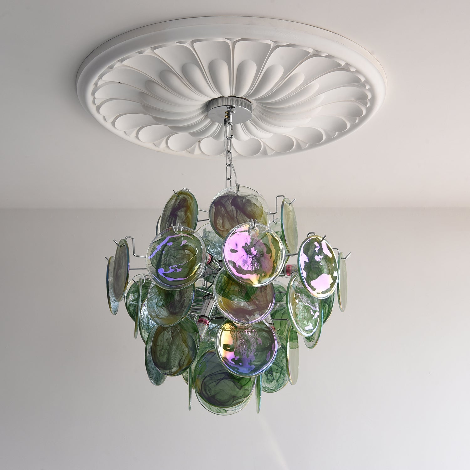 Venfield Chandelier Iridescent Glass Disc Cascade - Letslighting
