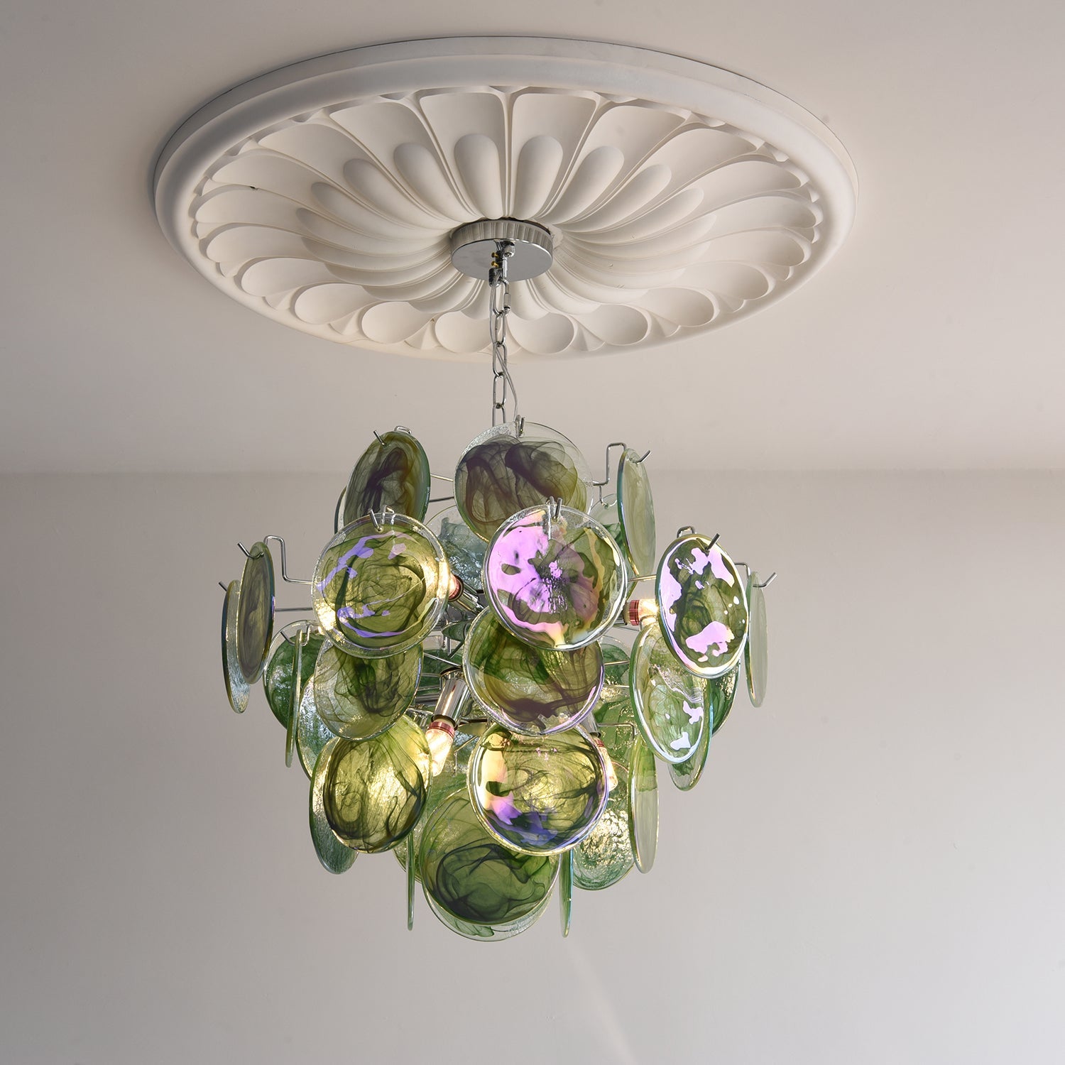 Venfield Chandelier Iridescent Glass Disc Cascade - Letslighting
