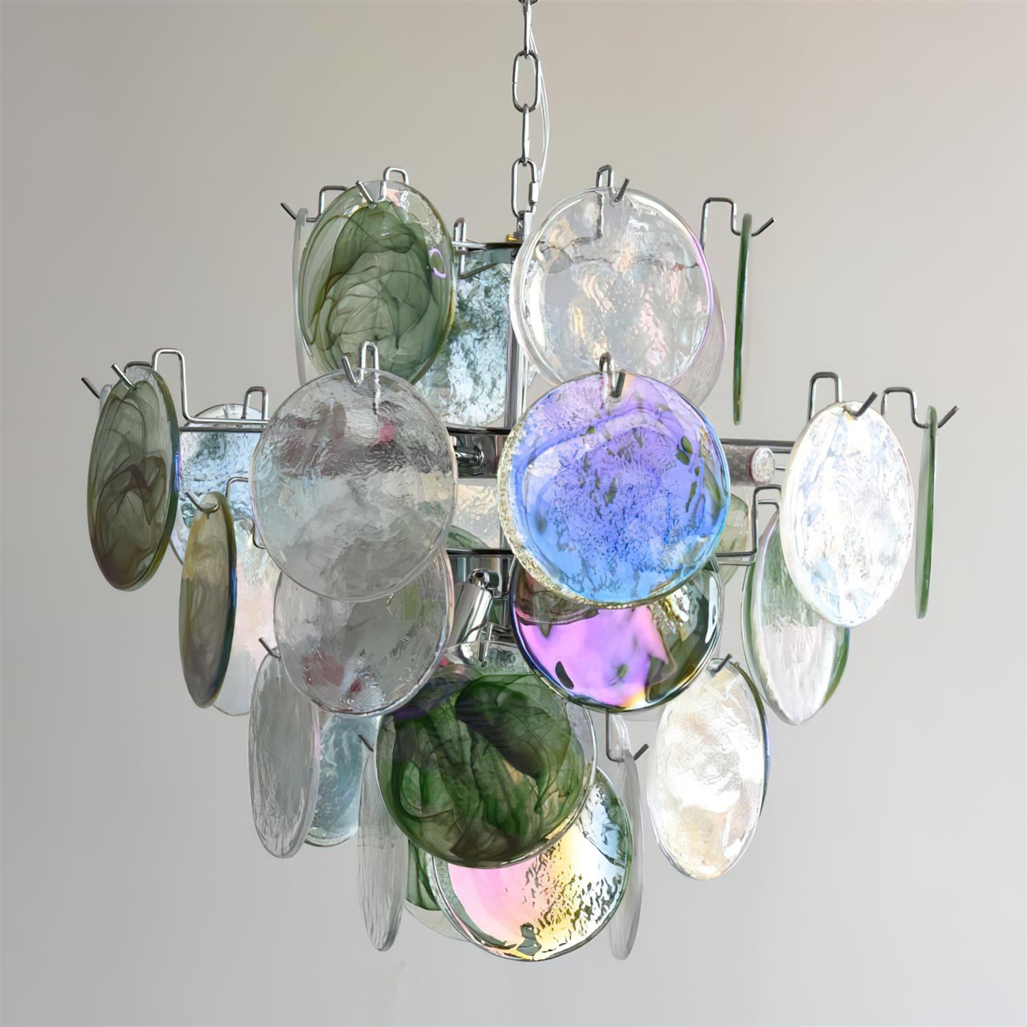 Venfield Chandelier Iridescent Glass Disc Cascade - Letslighting