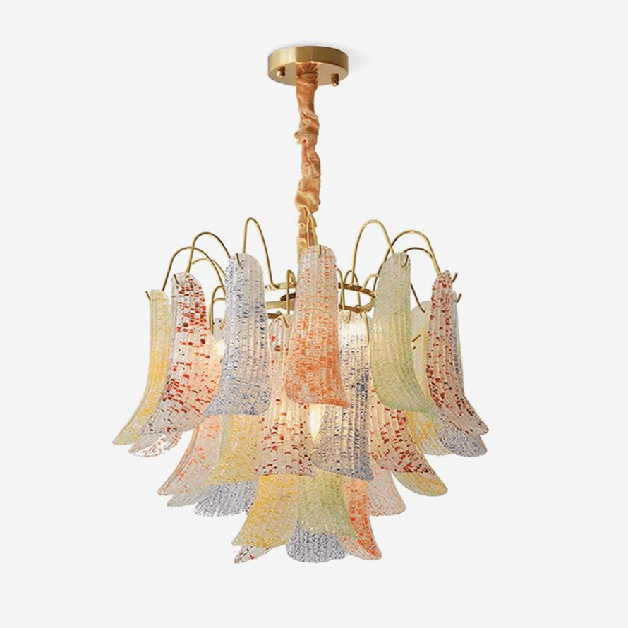 Aurora Chandelier Colorful Murano Glass Petals Vintage - Letslighting