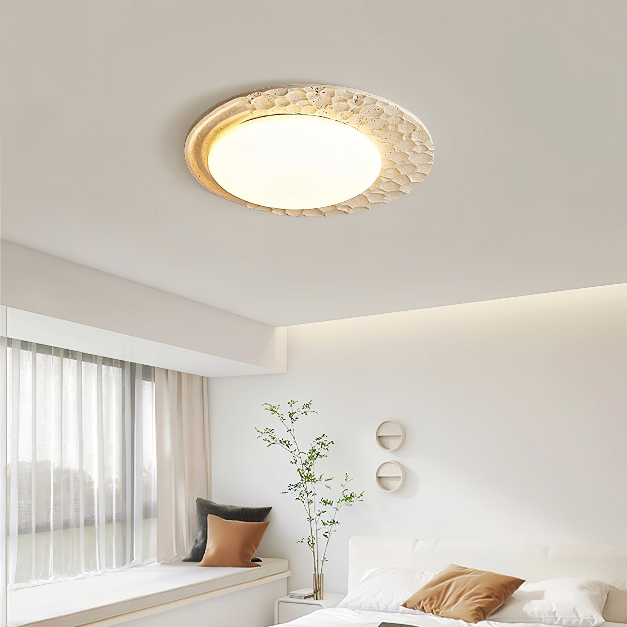 Ivsoris Textured Travertine Ceiling Light