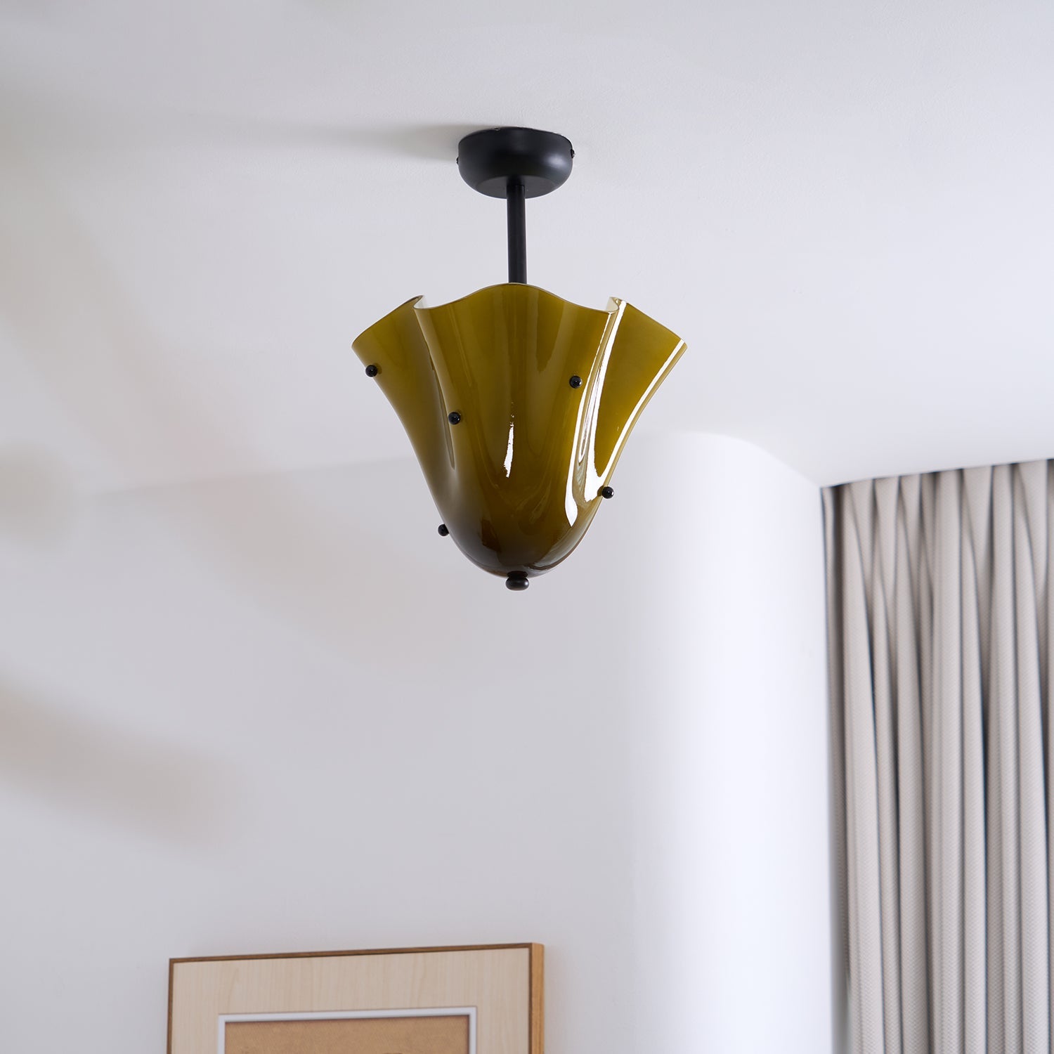 Eldis Murano Glass Semi Flush Ceiling Lamp - Letslighting