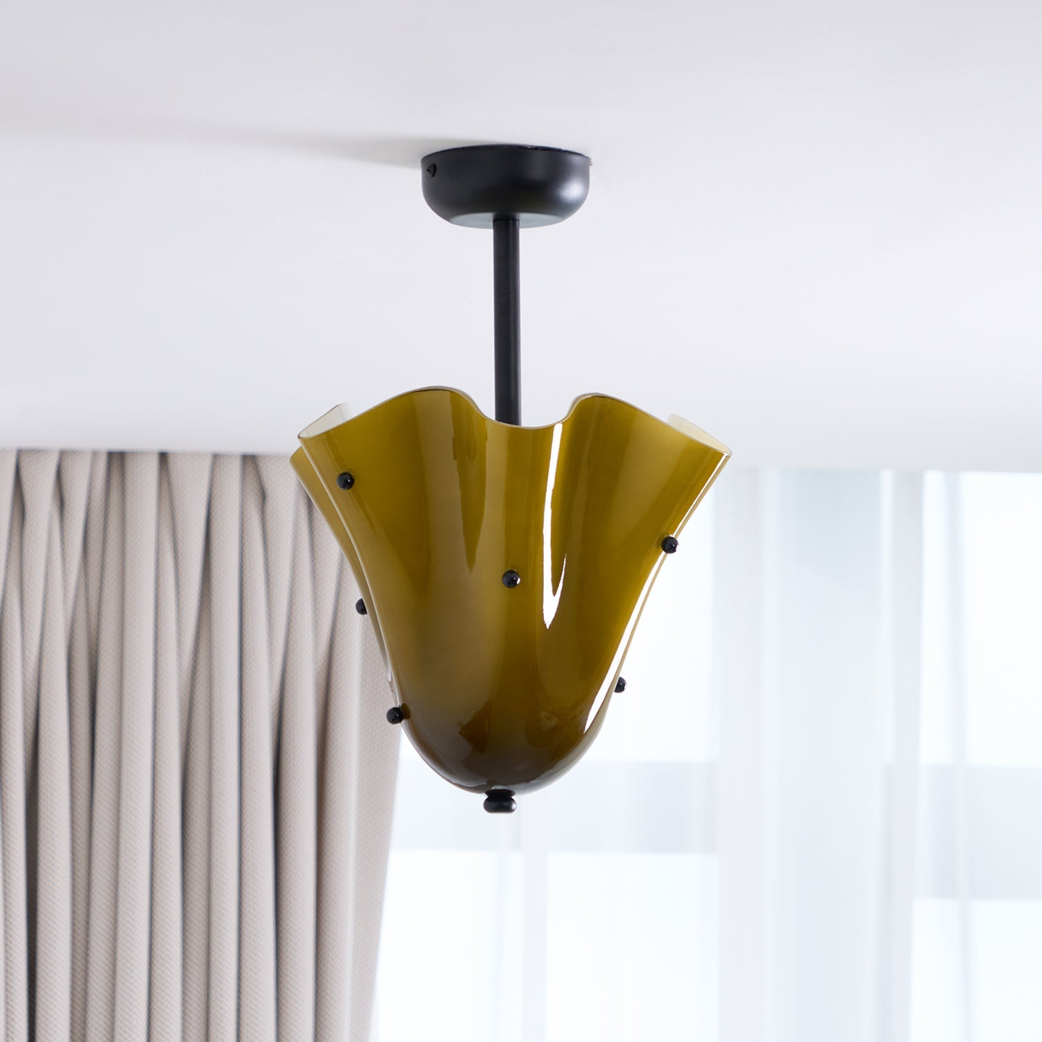 Eldis Murano Glass Semi Flush Ceiling Lamp - Letslighting