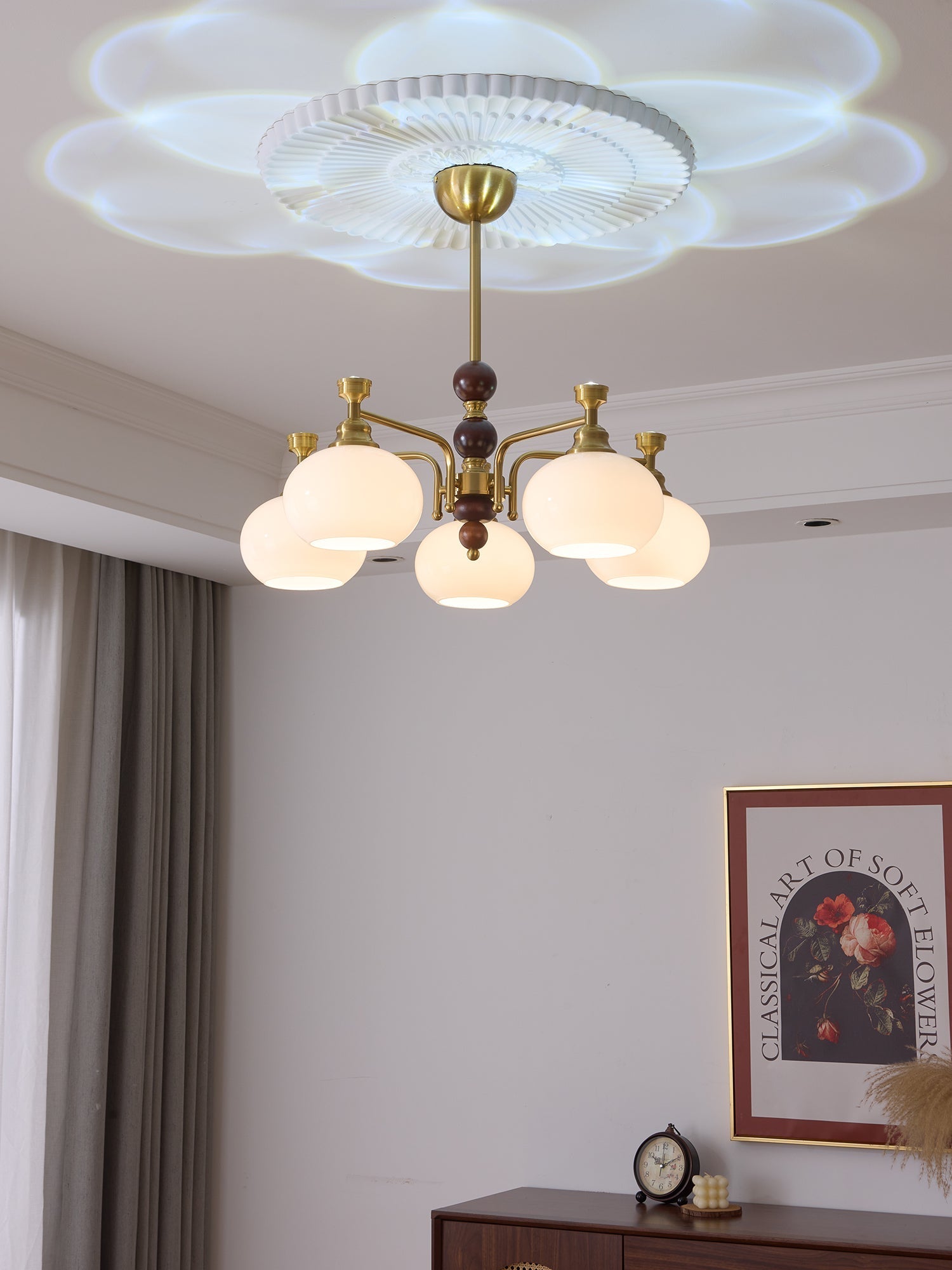 Aursolos Traditional Elegance Wood Glass Chandelier - Letslighting