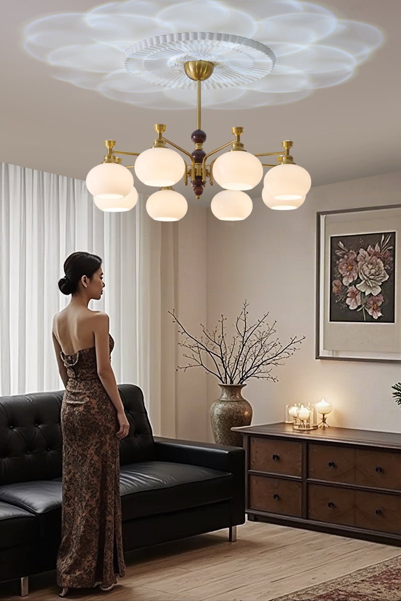 Aursolos Traditional Elegance Wood Glass Chandelier - Letslighting