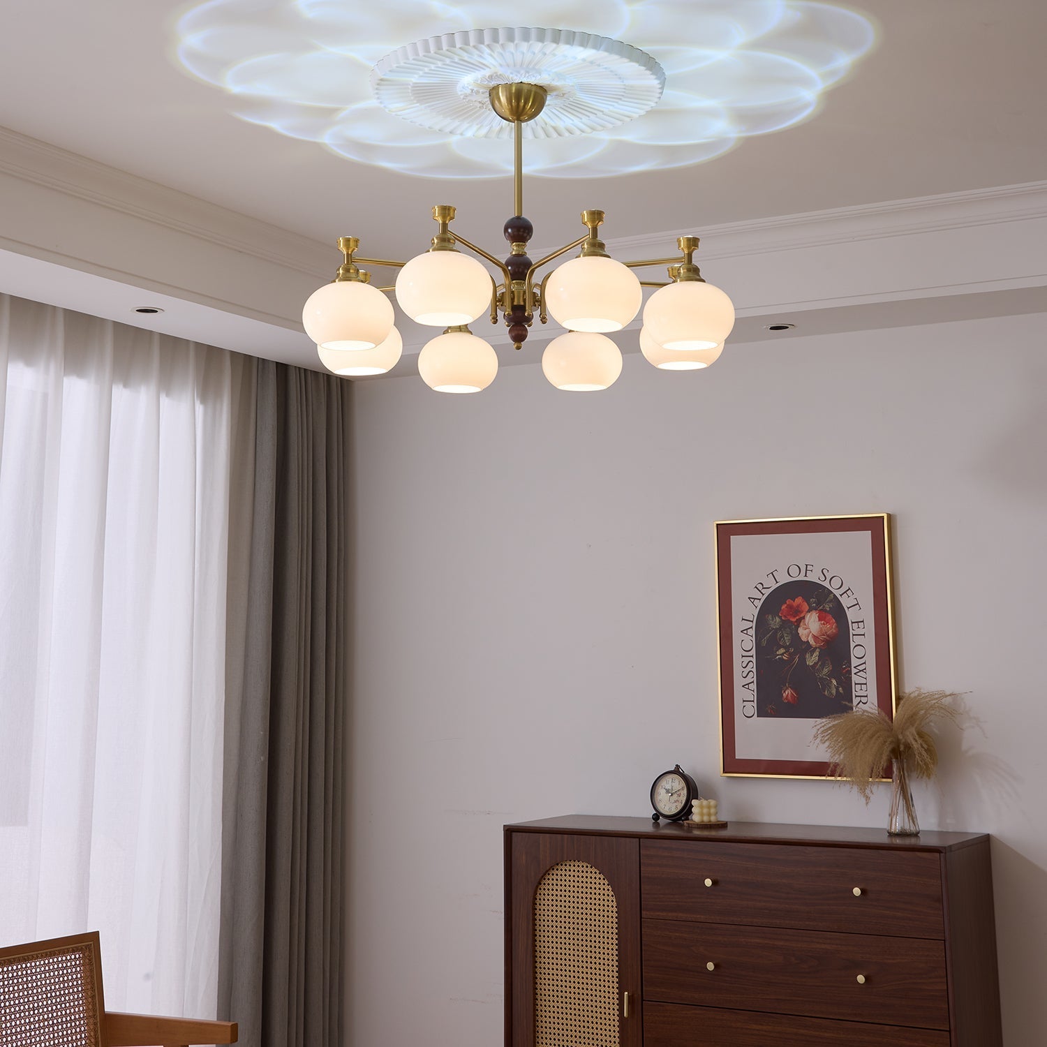 Aursolos Traditional Elegance Wood Glass Chandelier - Letslighting