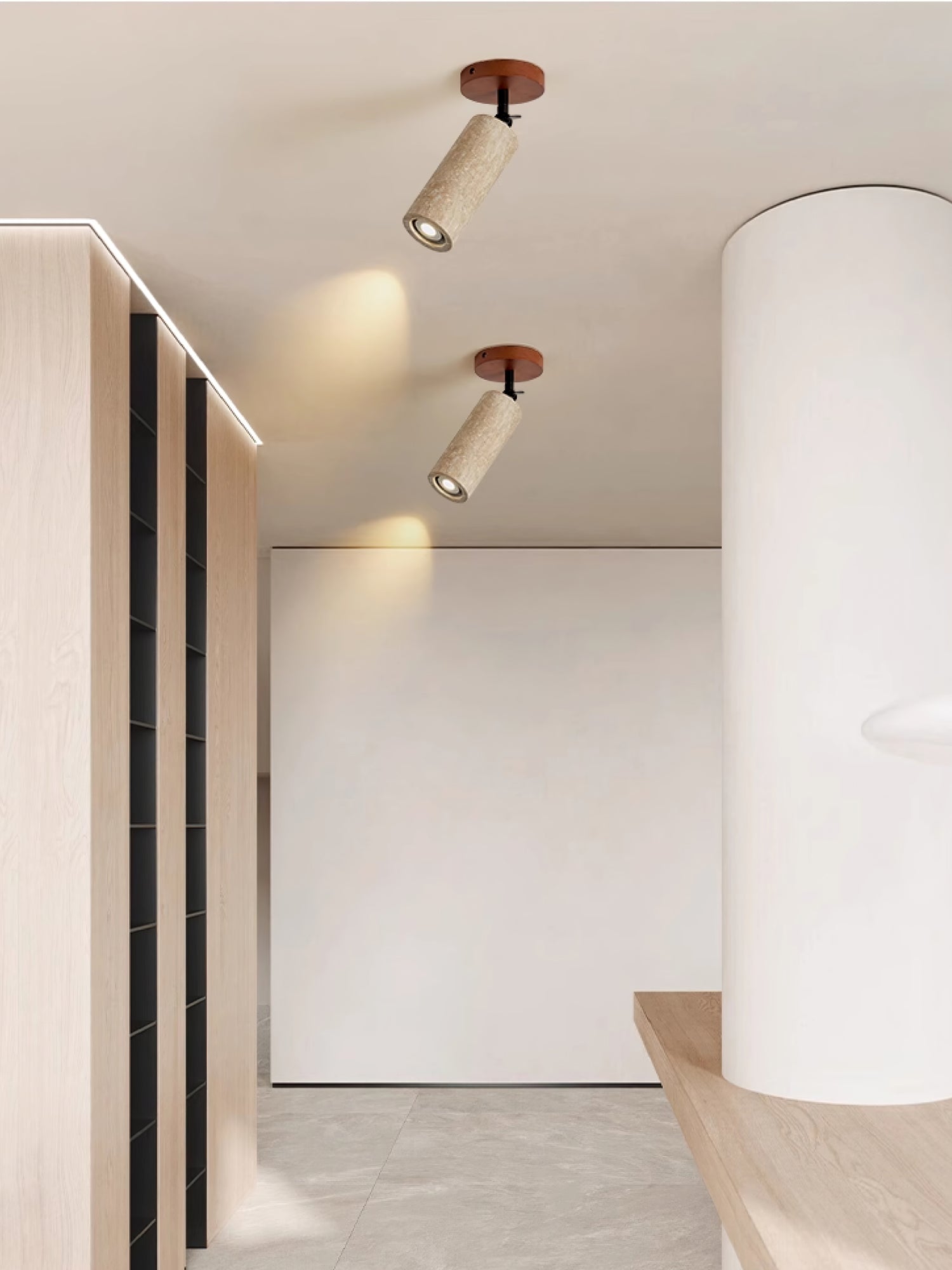 Zarinila Cylindrical-Tube Travertine Wall Light SEO Title - Letslighting