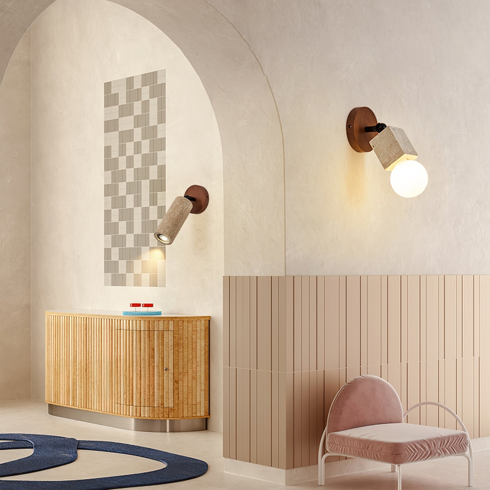 Zarinila Cylindrical-Tube Travertine Wall Light SEO Title - Letslighting