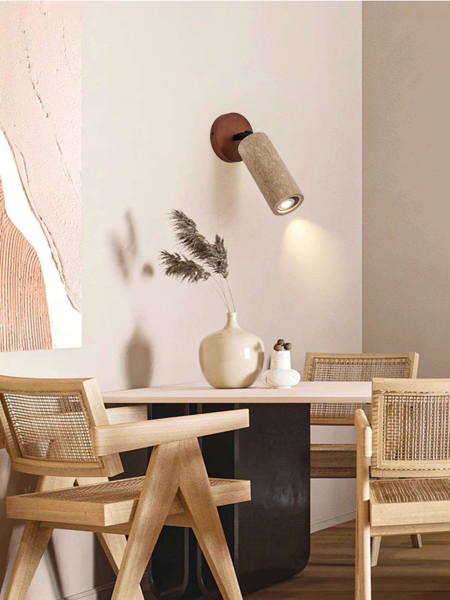 Zarinila Cylindrical-Tube Travertine Wall Light SEO Title - Letslighting