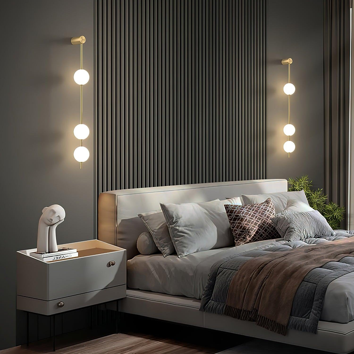Lustra Wall Lamp Vertical Balls Brass - Letslighting