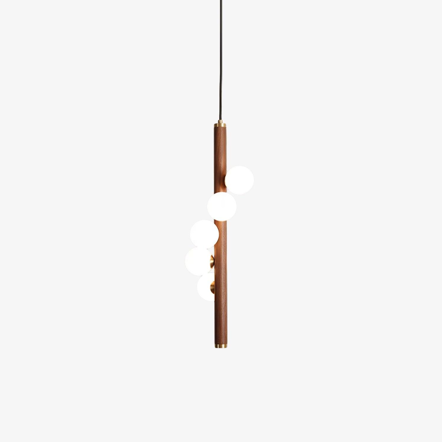 Lustra Pendant Lamp Wooden Glass Linear - Letslighting