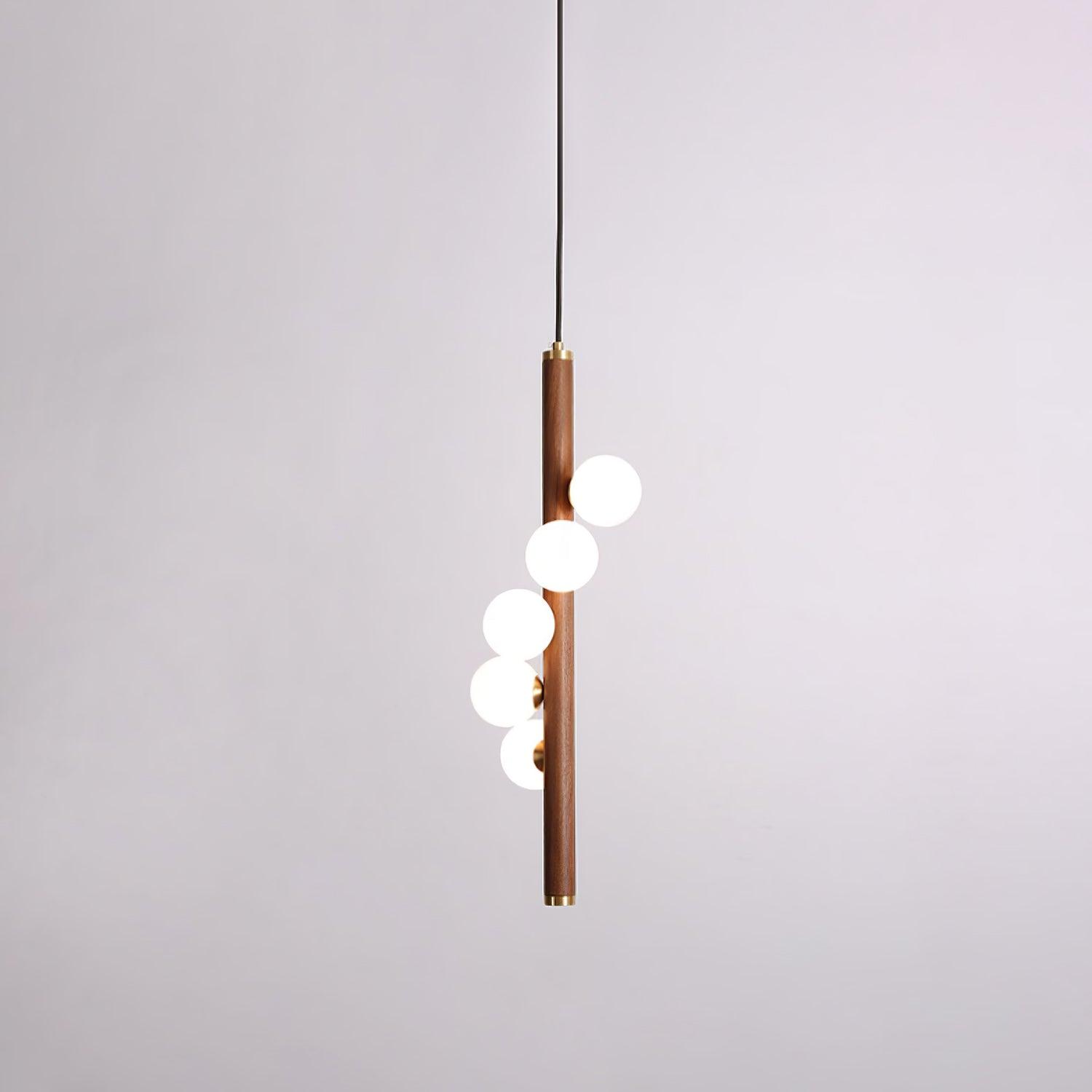 Lustra Pendant Lamp Wooden Glass Linear - Letslighting
