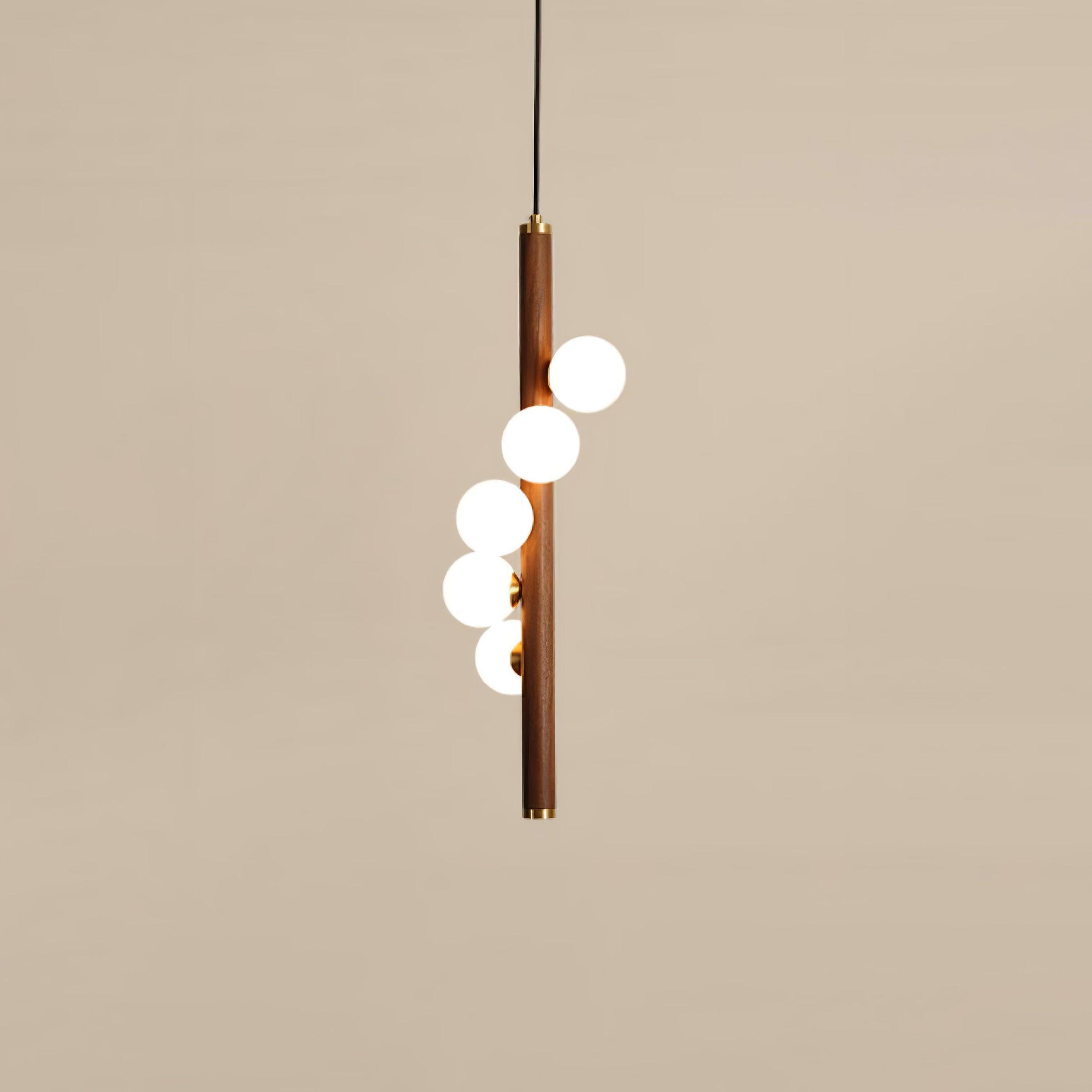 Lustra Pendant Lamp Wooden Glass Linear - Letslighting