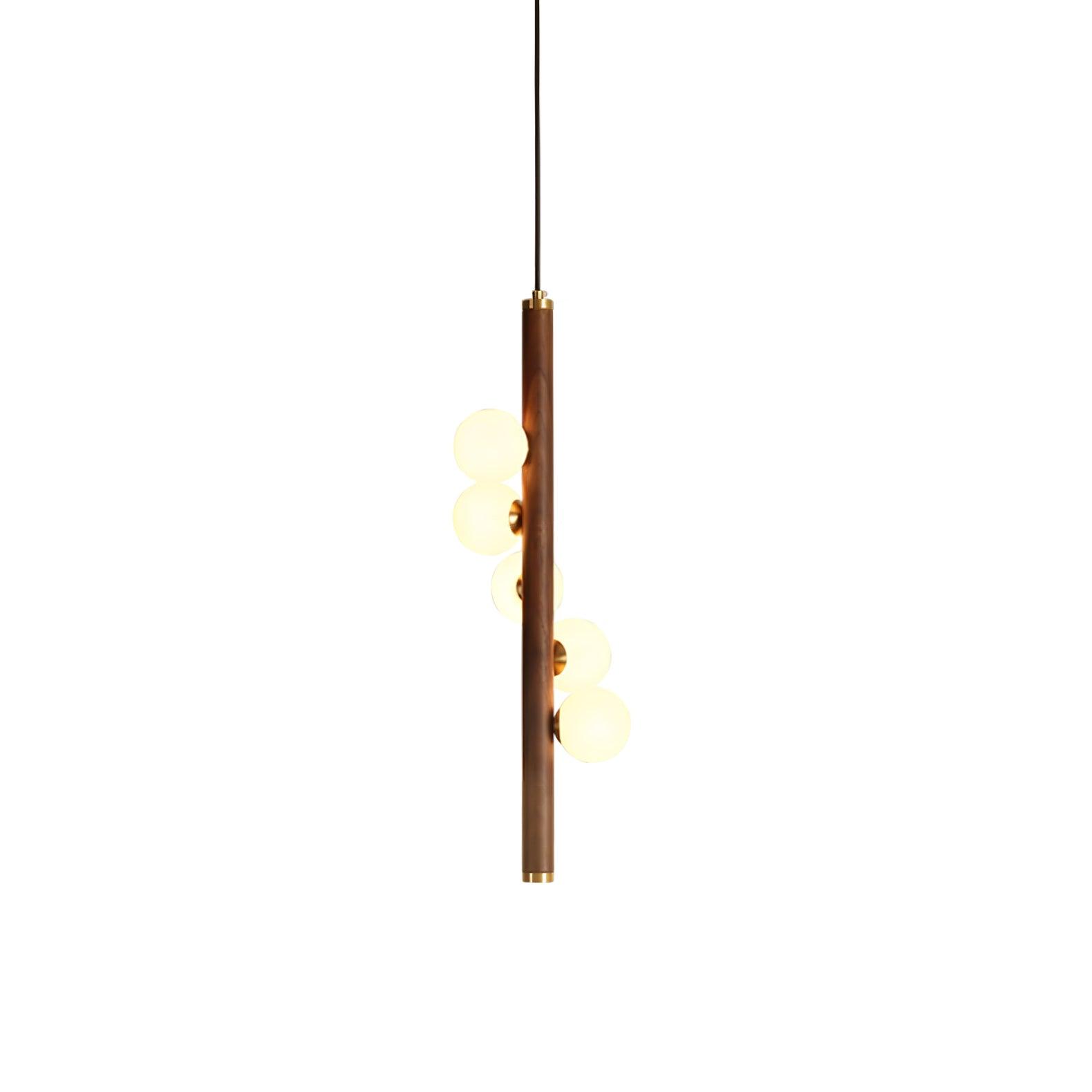 Lustra Pendant Lamp Wooden Glass Linear - Letslighting