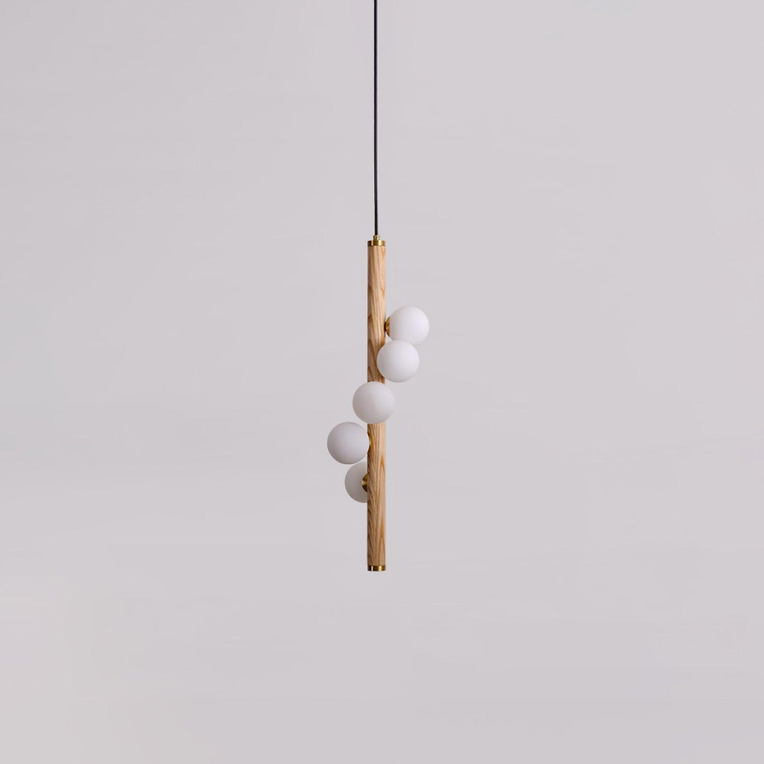 Lustra Pendant Lamp Wooden Glass Linear - Letslighting