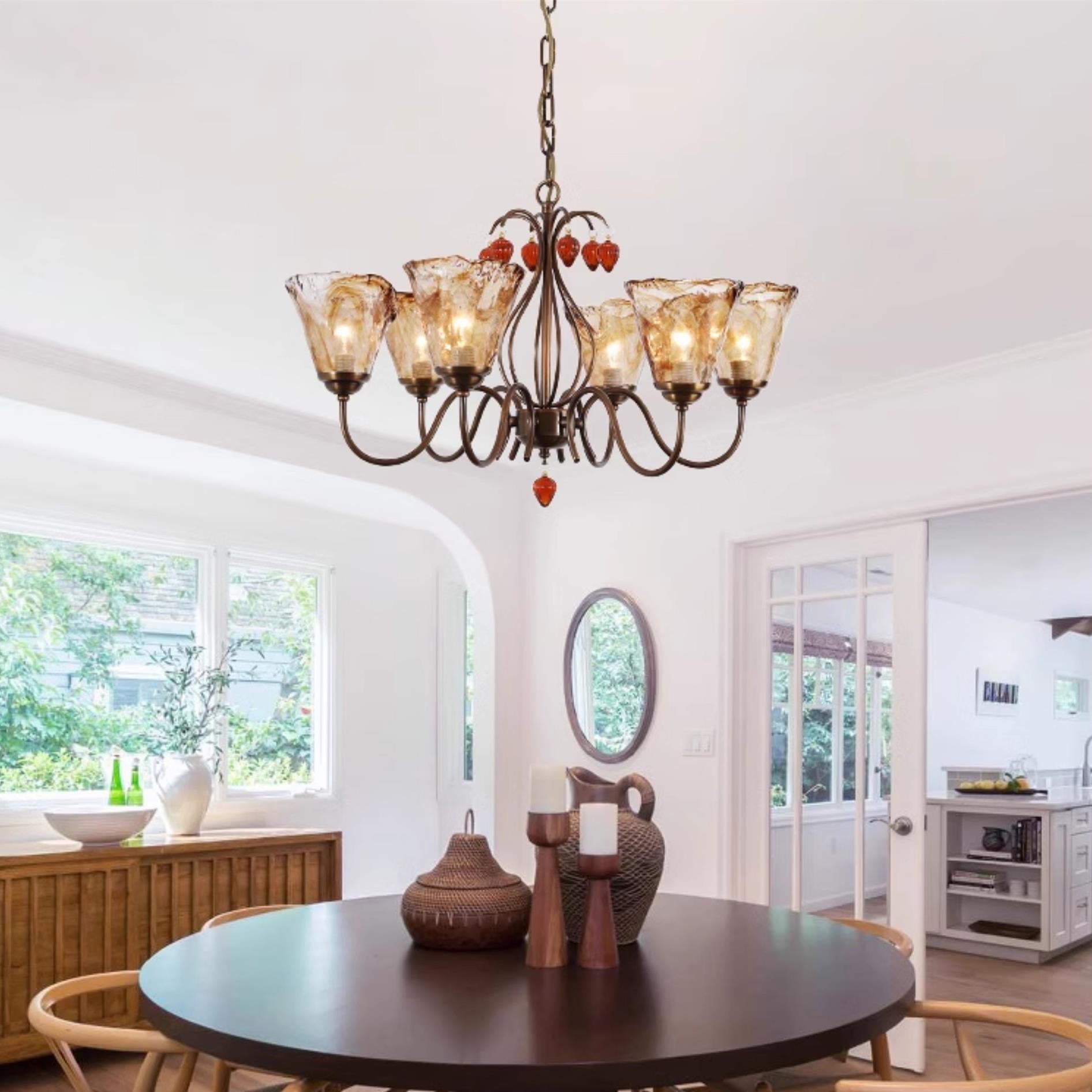 Evzorira Vintage Industrial Luxury Glass Crystal Chandelier - Letslighting