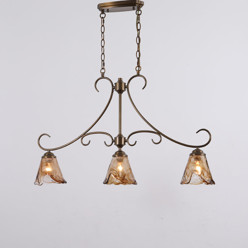 Aloror Vintage Industrial Island Brass Glass Pendant Lamp - Letslighting