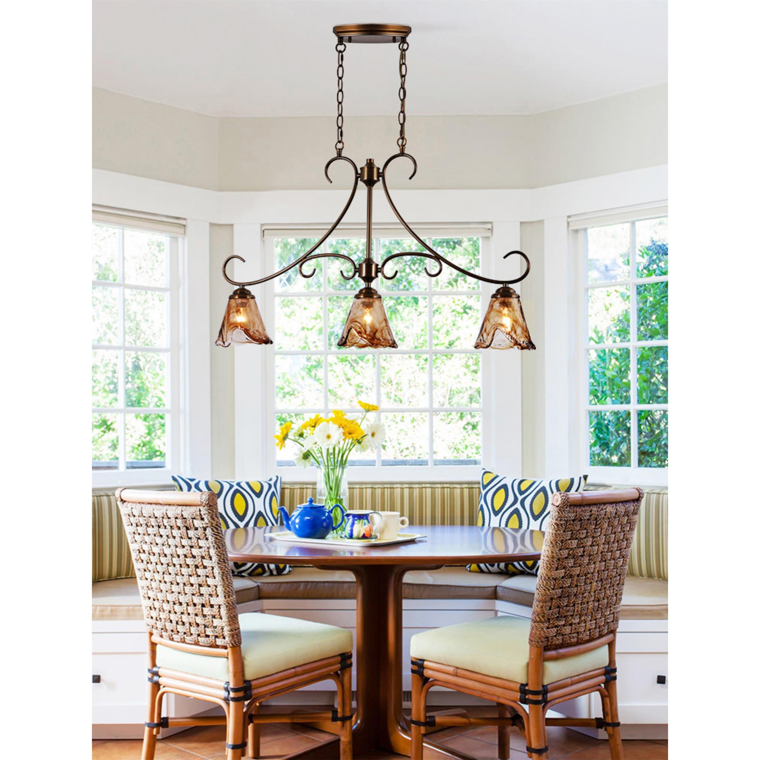 Aloror Vintage Industrial Island Brass Glass Pendant Lamp - Letslighting