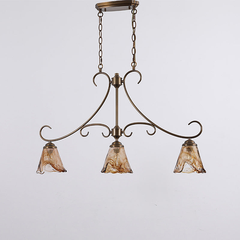 Aloror Vintage Industrial Island Brass Glass Pendant Lamp - Letslighting
