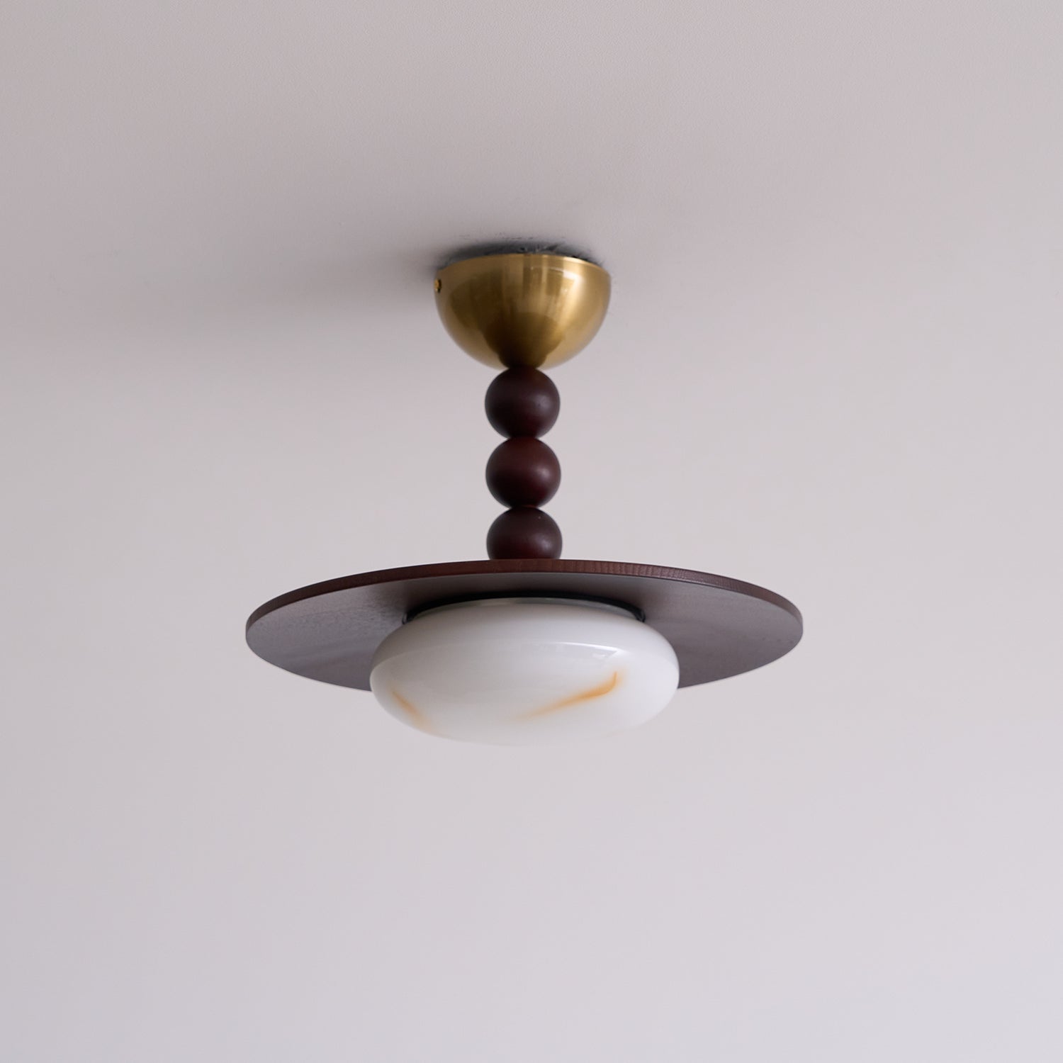Muto Ceiling Light Walnut Color & White Imitation Alabaster