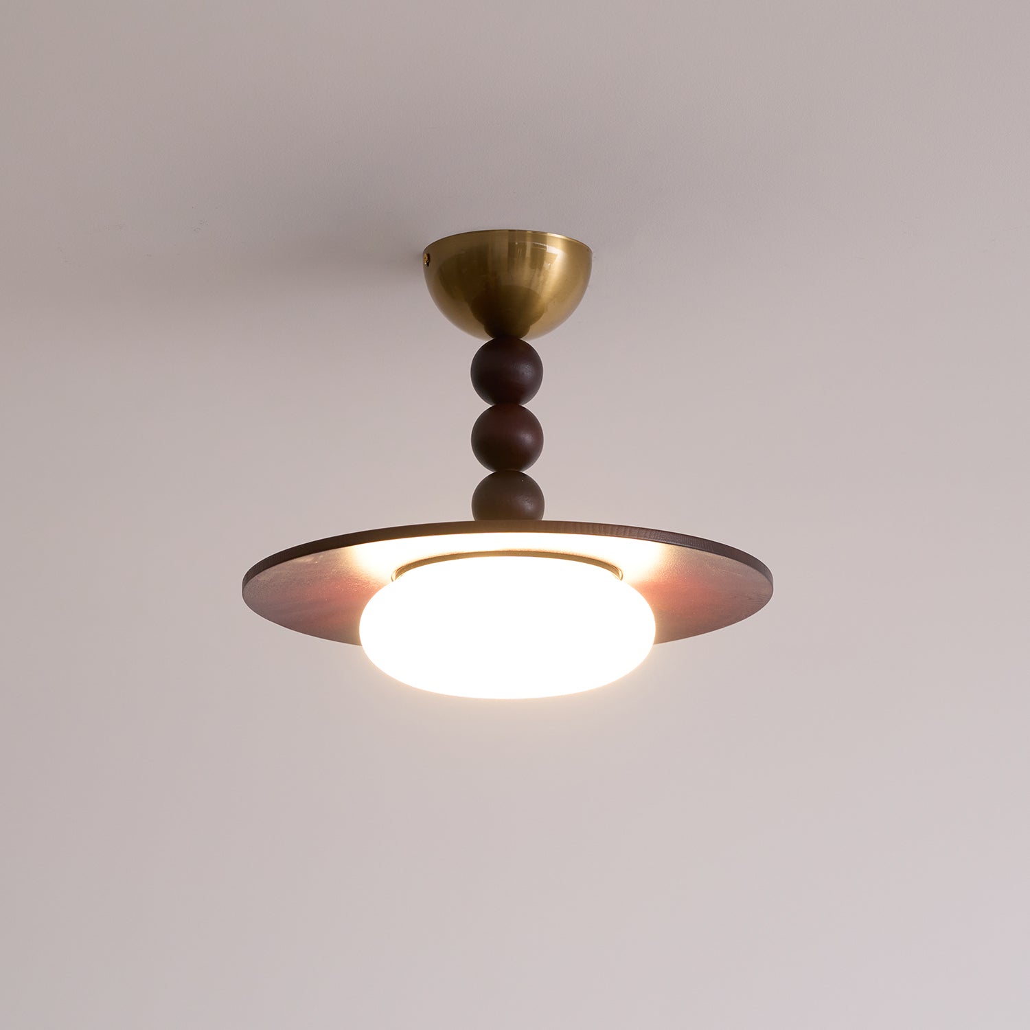 Muto Ceiling Light Walnut Color & White Imitation Alabaster