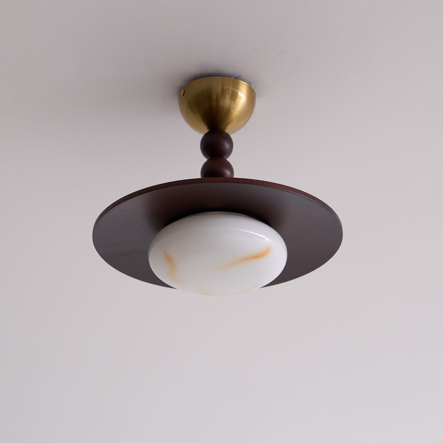 Muto Ceiling Light Walnut Color & White Imitation Alabaster