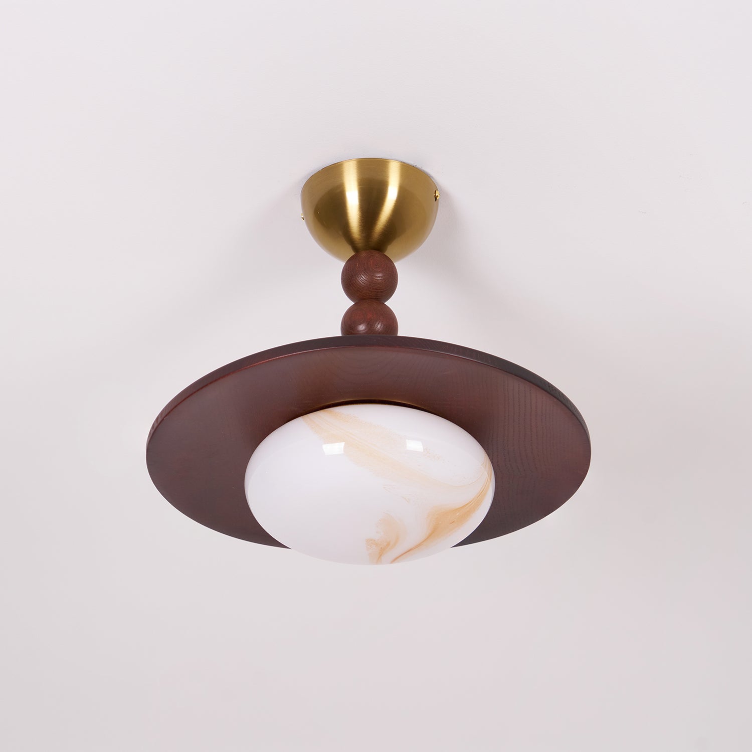 Muto Ceiling Light Walnut Color & White Imitation Alabaster