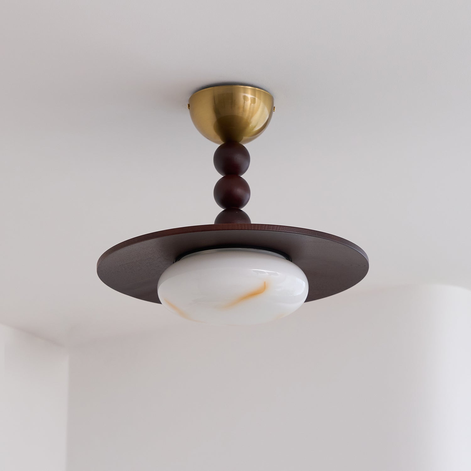 Muto Ceiling Light Walnut Color & White Imitation Alabaster