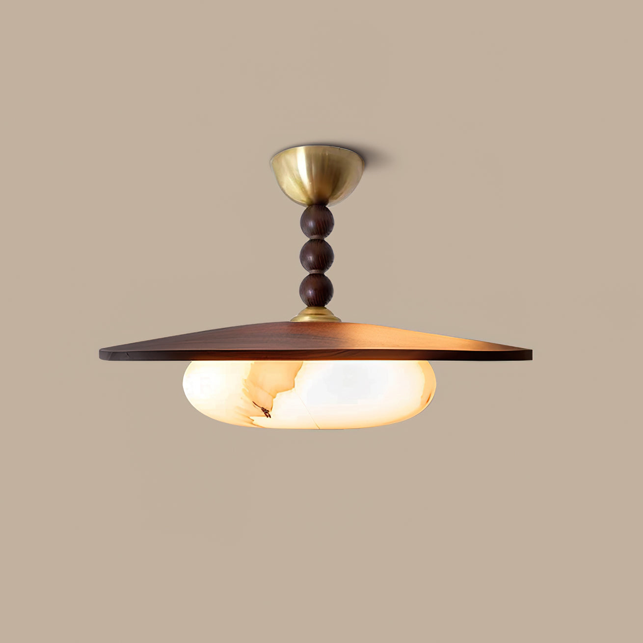 Muto Ceiling Light Walnut Color & White Imitation Alabaster
