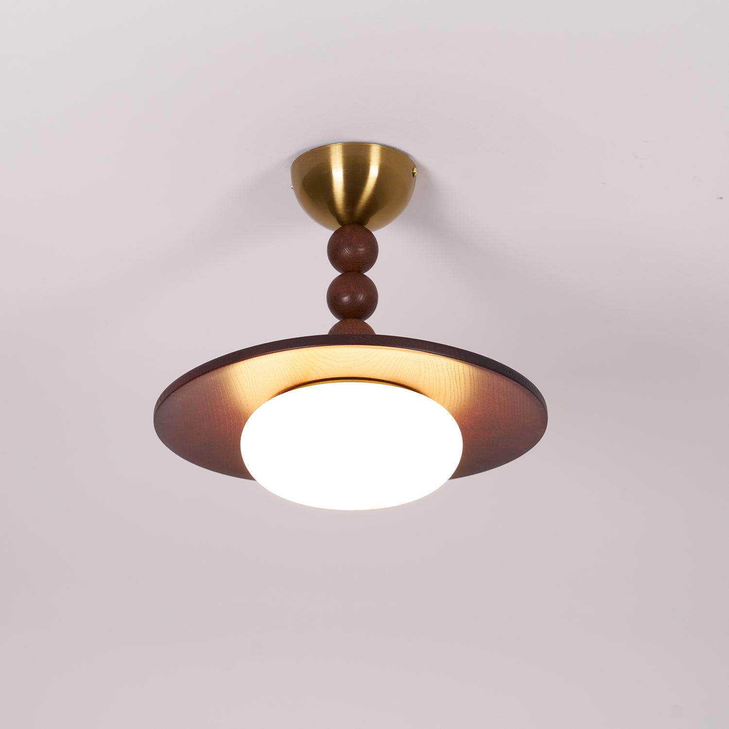 Muto Ceiling Light Walnut Color & White Imitation Alabaster