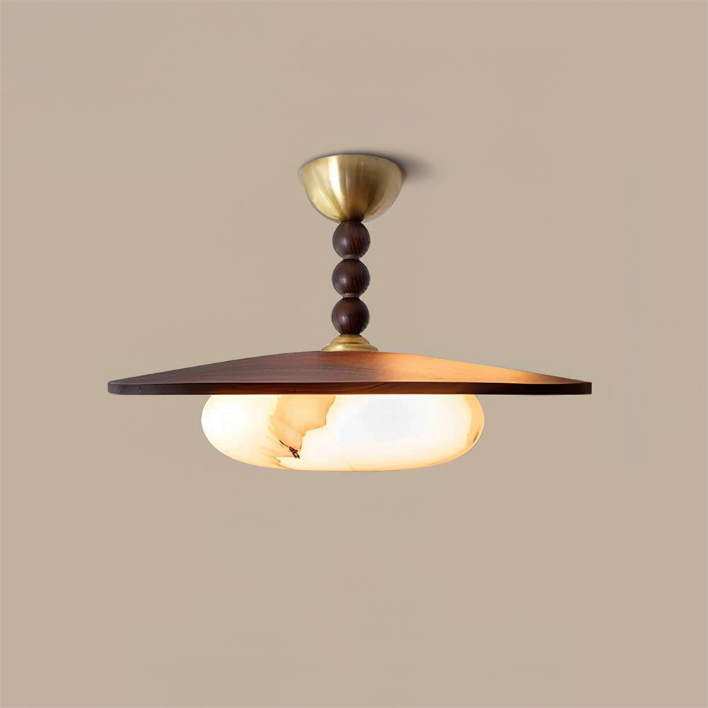 Muto Ceiling Light Walnut Color & White Imitation Alabaster