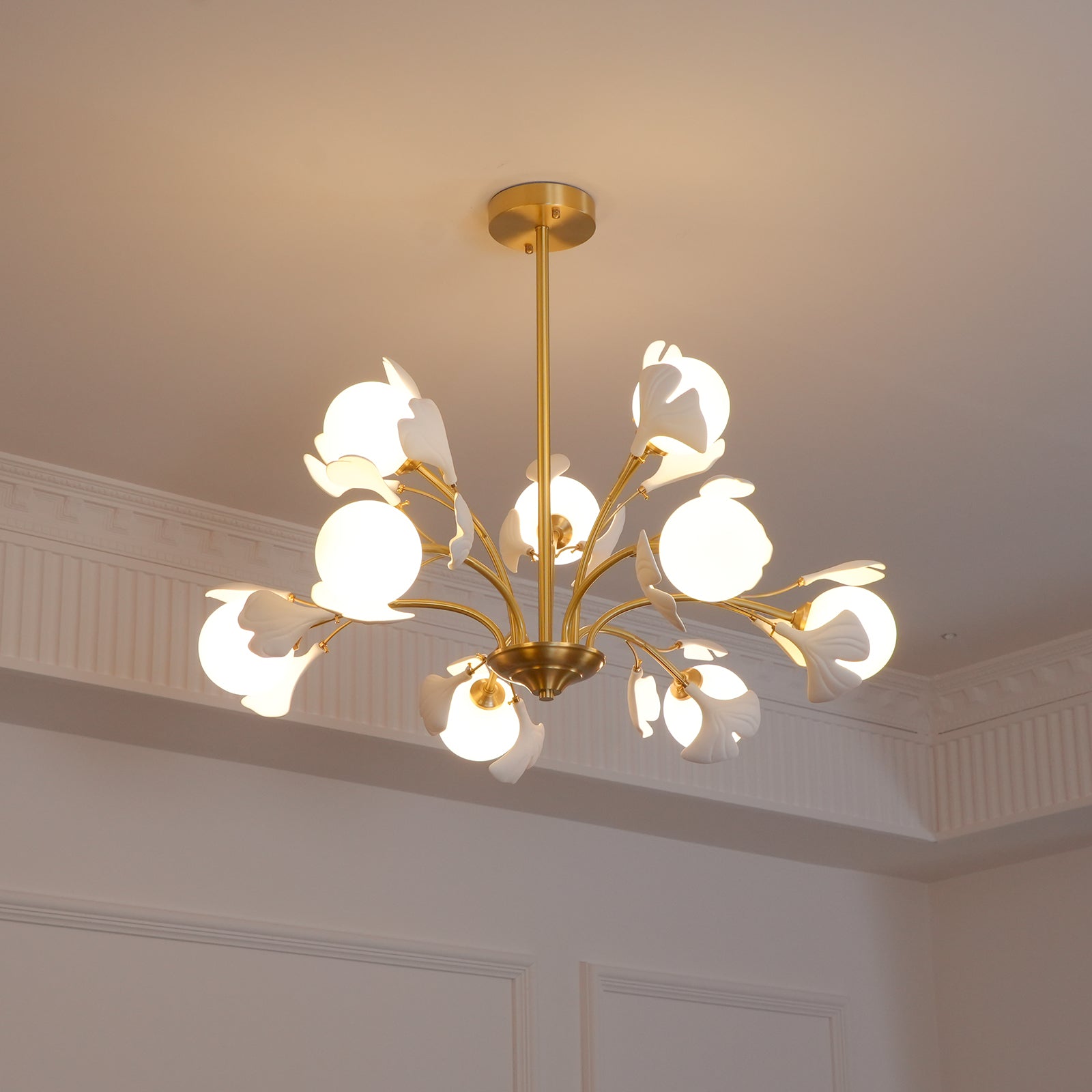 Capiz Gingko Glass Ball Chandelier - Letslighting
