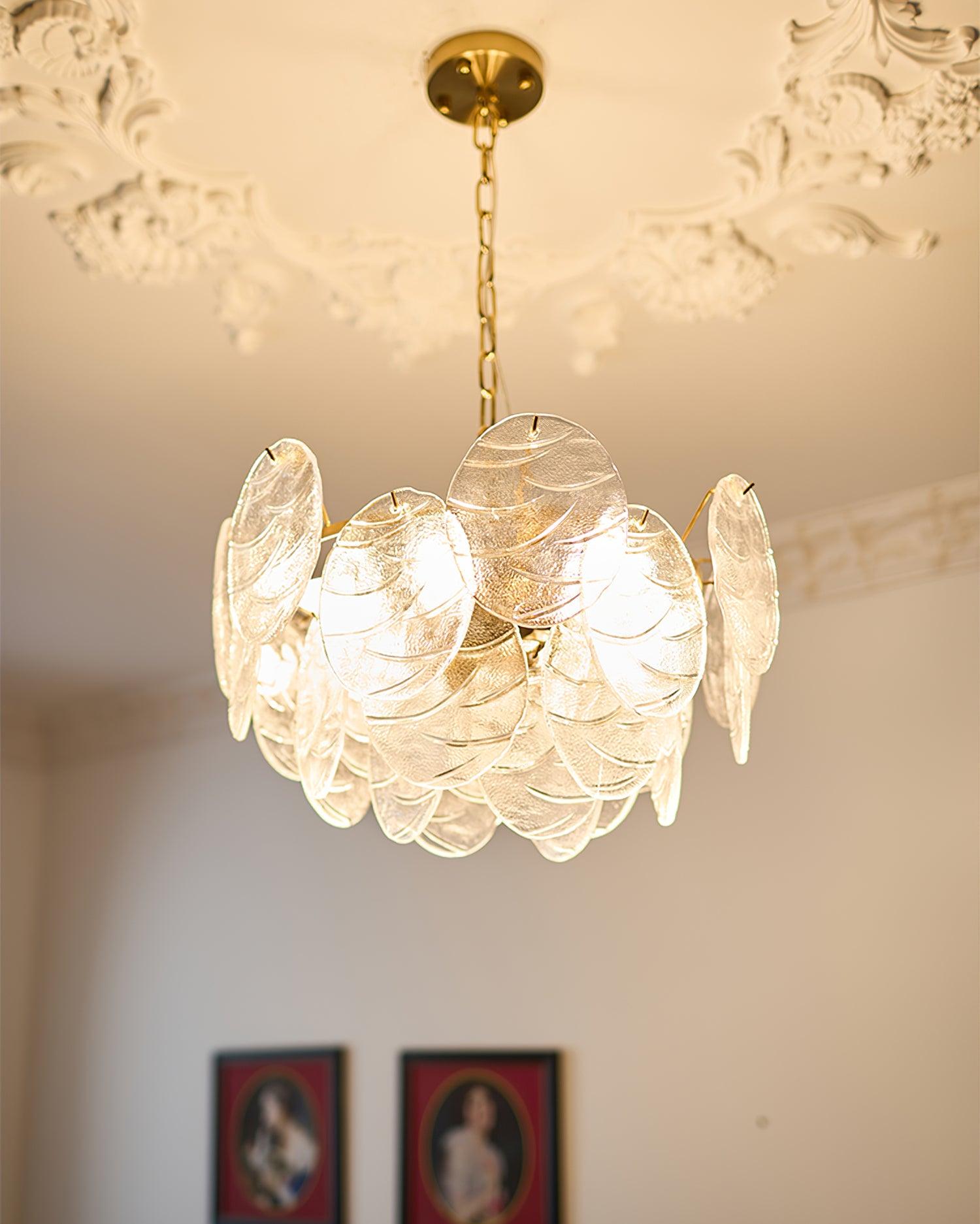 Chandelier Glass Discs Frame Gold Finish Victorian - Letslighting