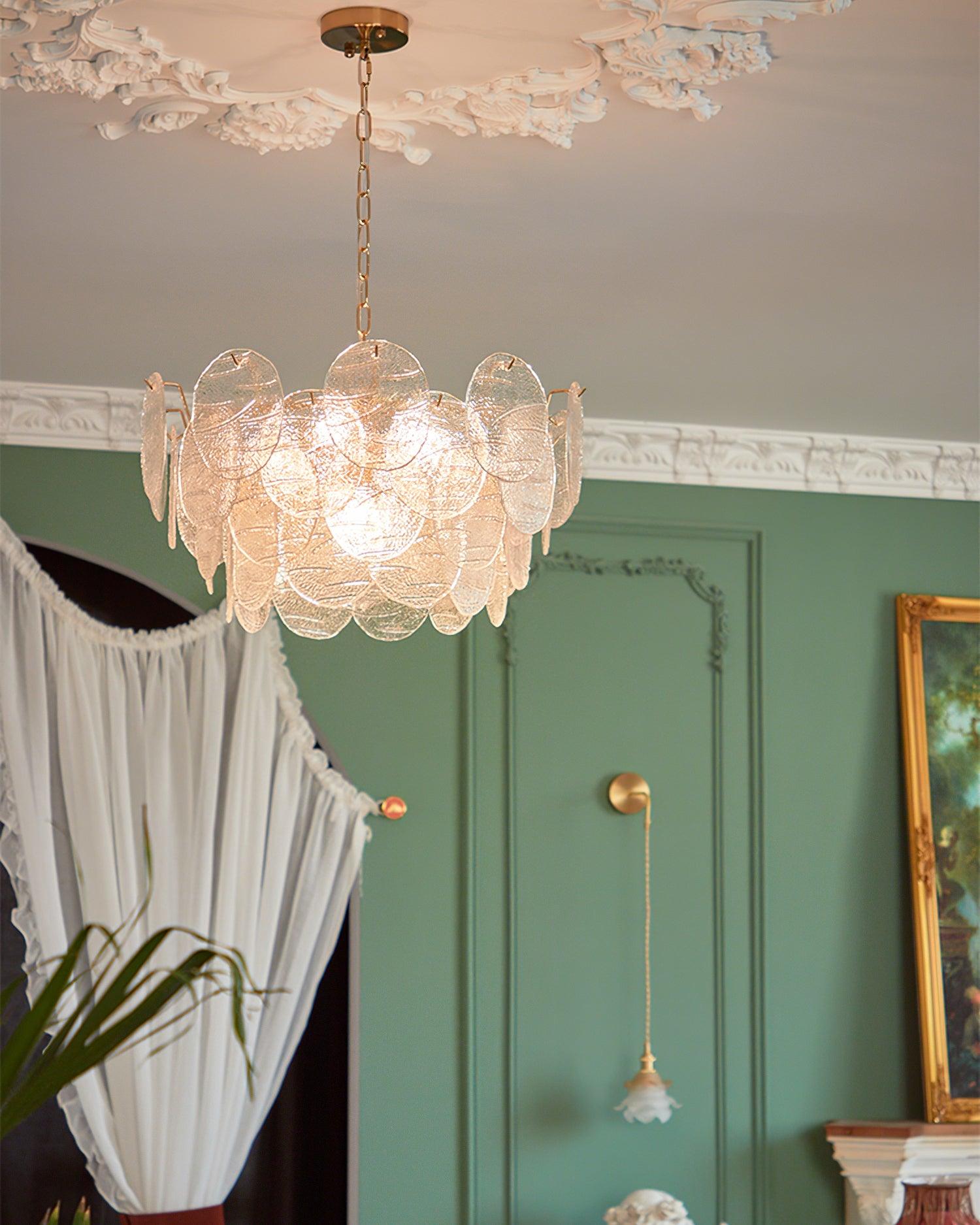 Chandelier Glass Discs Frame Gold Finish Victorian - Letslighting