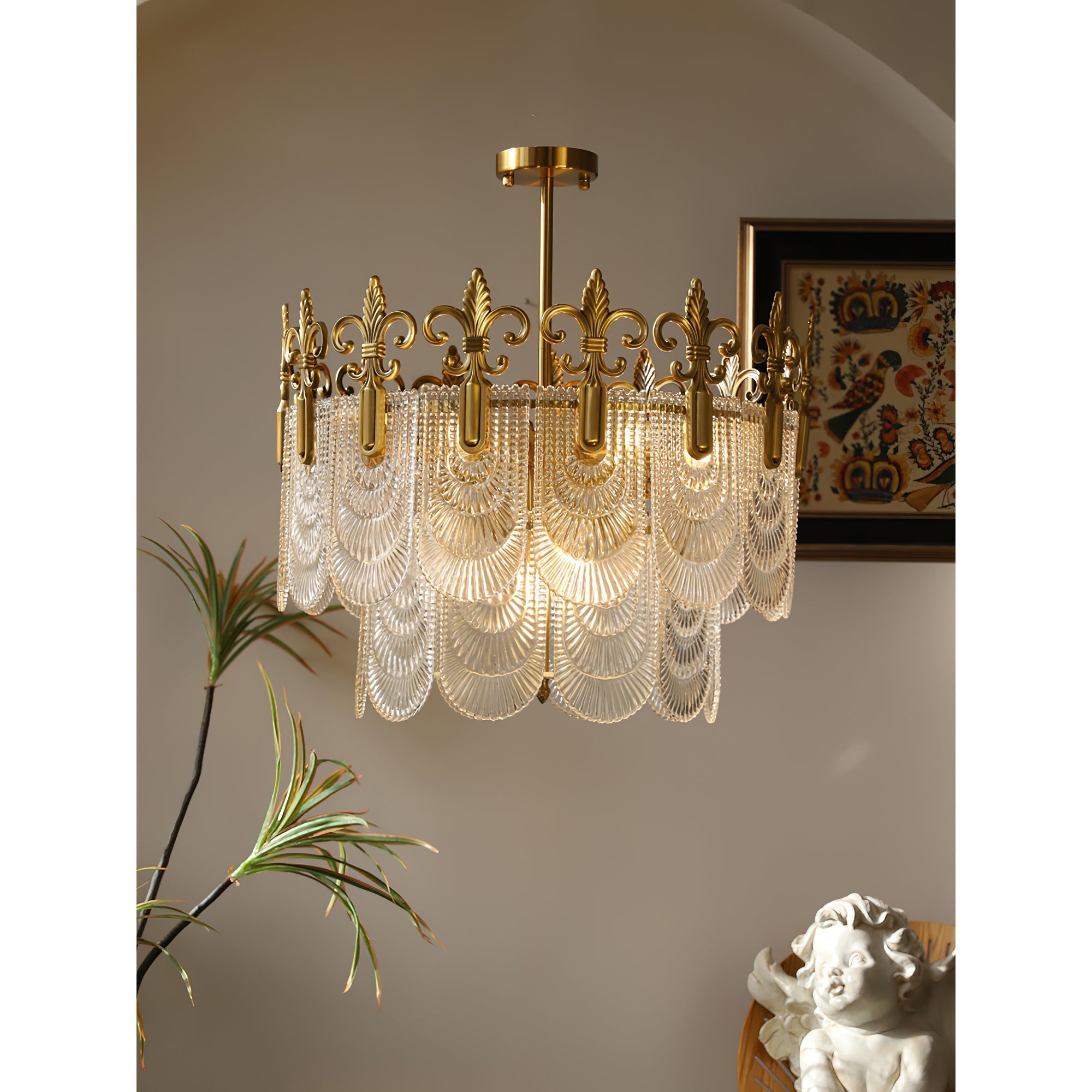 Cashaor Postmodern Luxury Brass Glass Chandelier - Letslighting