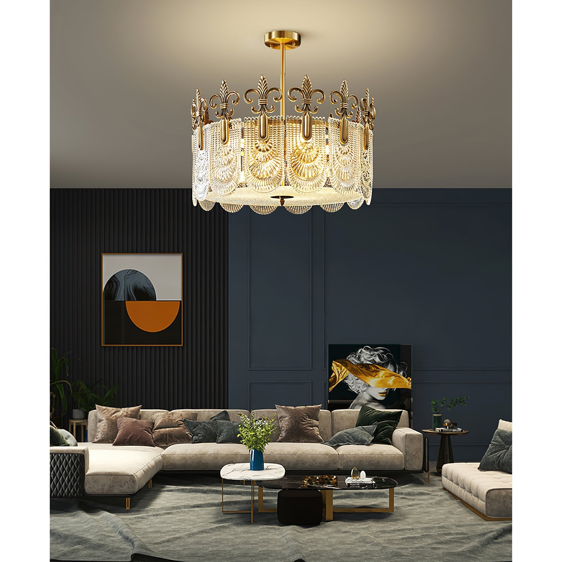 Cashaor Postmodern Luxury Brass Glass Chandelier - Letslighting