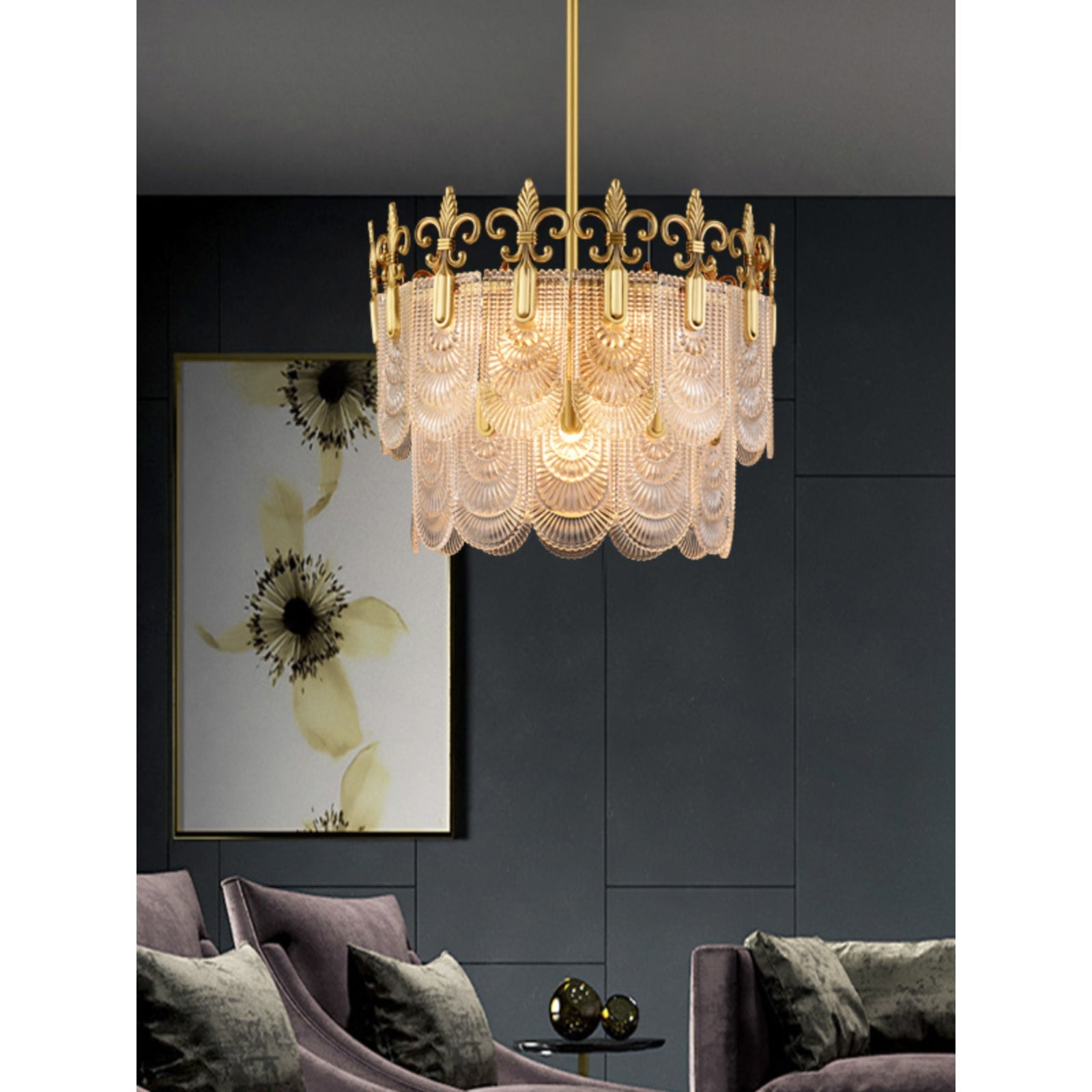 Cashaor Postmodern Luxury Brass Glass Chandelier - Letslighting